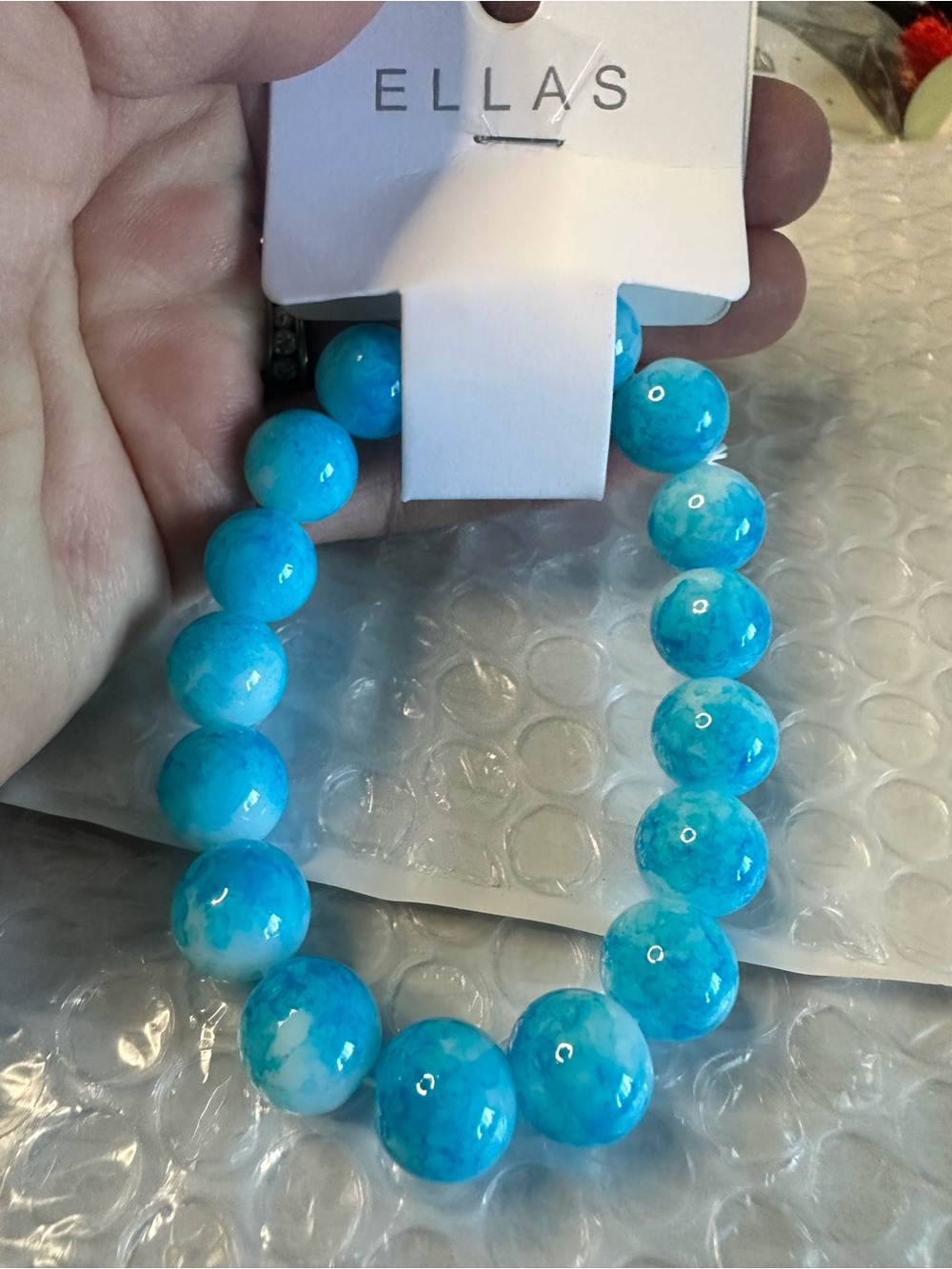 Ella Turquoise Beaded bracelet - Bright Blue Statement Jewelry glass